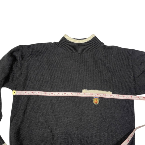 Vintage Willow Ridge Medium Black Sweter Cream Hemlines Embroidered Old Money - Picture 3 of 12